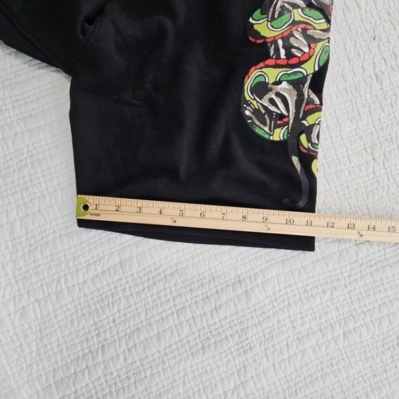 Ed Hardy Fleece Signed Graffiti Shorts Men's L Large Black Elastic NWT 7" Inseam - Picture 8 of 9